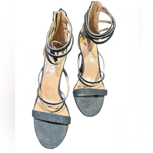 Black/ Sparkly Strappy 3 1/2” High Heel Sandals, Report, worn one time, size 7 - Picture 9 of 12